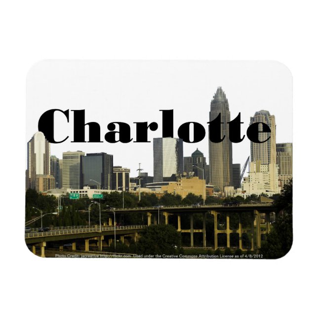 Charlotte NC Skyline with Charlotte in the Sky Magnet (Horizontal)
