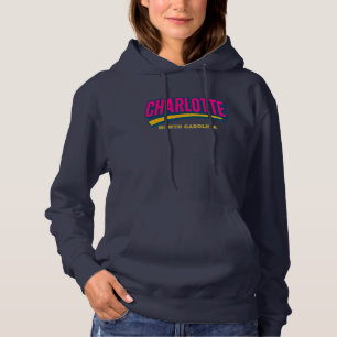 Charlotte North Carolina Bold City Design – Retro  Hoodie