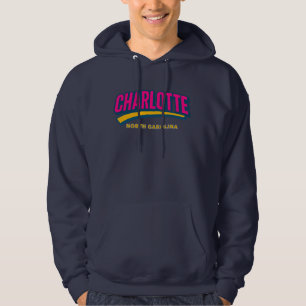 Charlotte North Carolina Bold City Design – Retro Hoodie