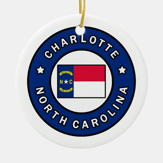 Charlotte North Carolina Ceramic Tree Decoration (Front)