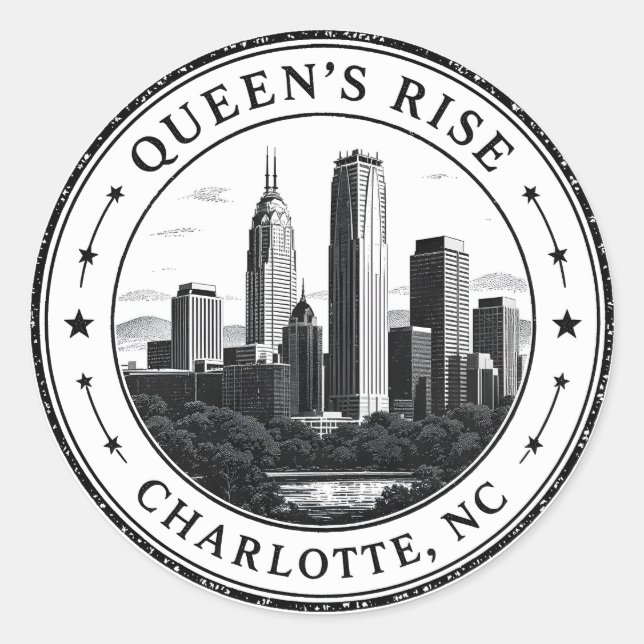Charlotte North Carolina Circular Badge Illustrati Classic Round Sticker (Front)