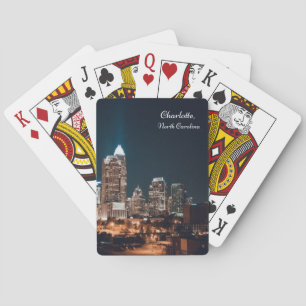 Charlotte North Carolina City Skyline Night Playing Cards