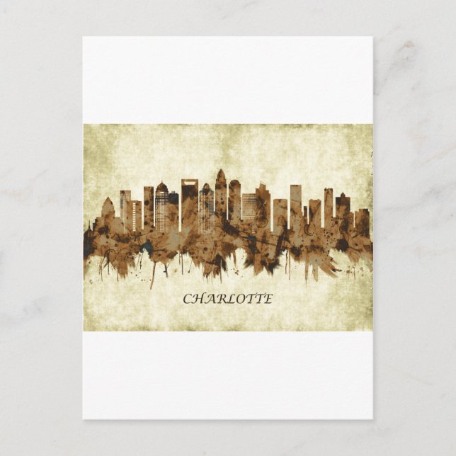 Charlotte North Carolina Cityscape Holiday Postcard (Front)