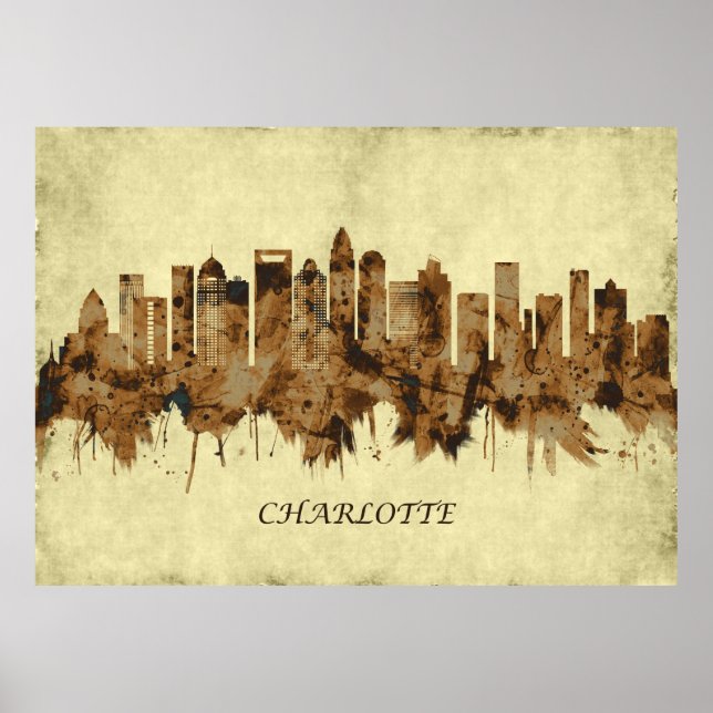 Charlotte North Carolina Cityscape Poster (Front)
