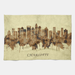 Charlotte North Carolina Cityscape Tea Towel