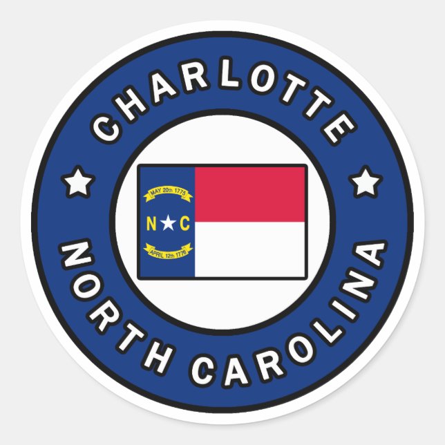 Charlotte North Carolina Classic Round Sticker (Front)