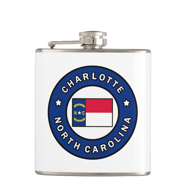 Charlotte North Carolina Hip Flask (Front)