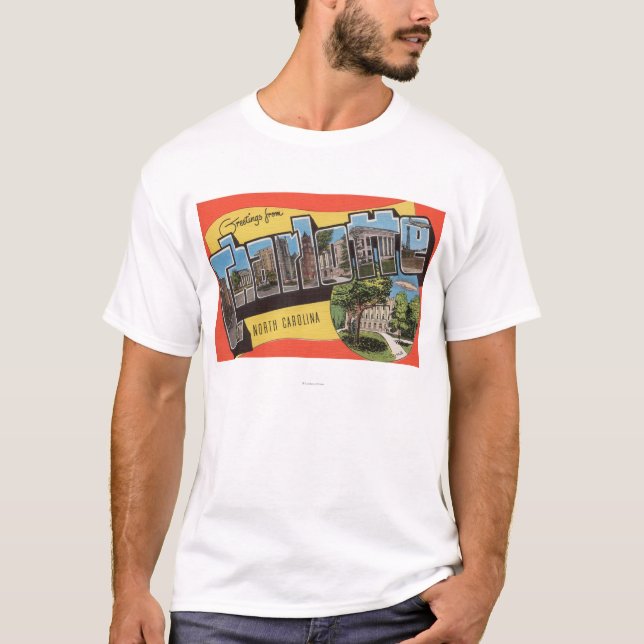 Charlotte, North Carolina - Large Letter Scenes T-Shirt (Front)