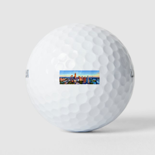 Charlotte North Carolina Queen City Panorama Golf Balls (Front)