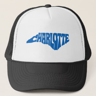 Charlotte North Carolina Retro State Shape Design Trucker Hat