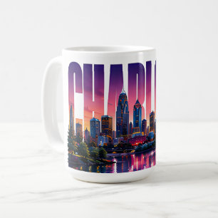 Charlotte North Carolina Skyline City Name Travel Coffee Mug