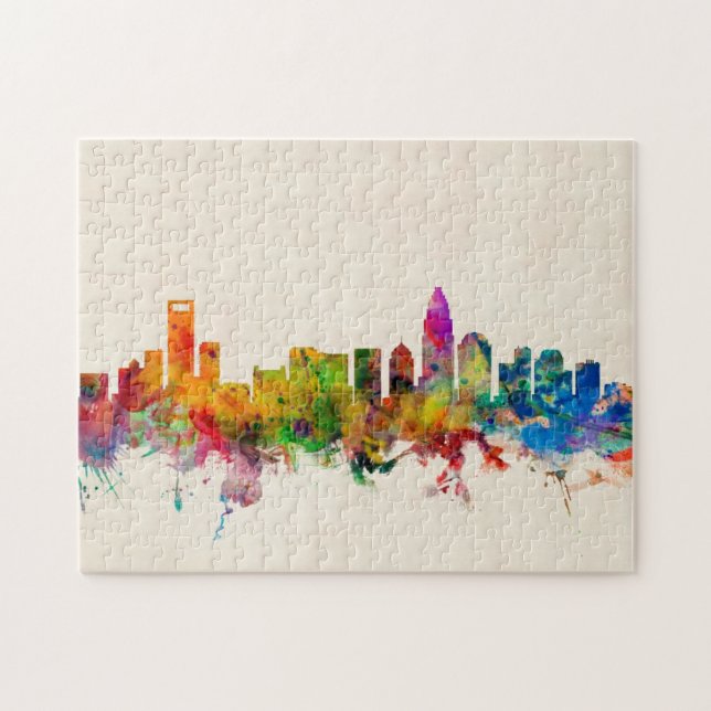 Charlotte North Carolina Skyline Cityscape Jigsaw Puzzle (Horizontal)