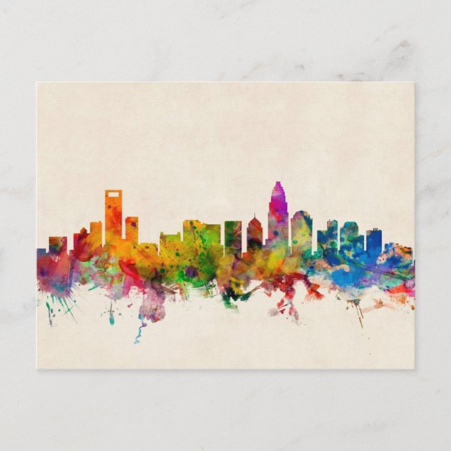 Charlotte North Carolina Skyline Cityscape Postcard (Front)