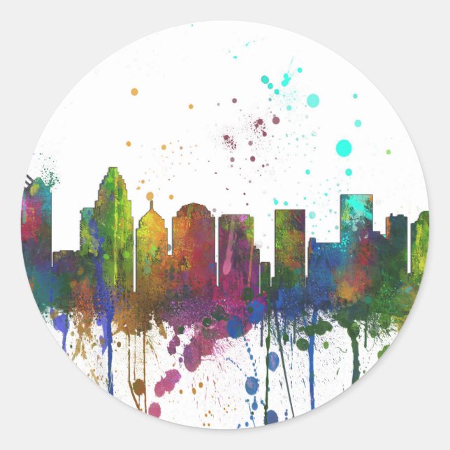 CHARLOTTE, NORTH CAROLINA SKYLINE CLASSIC ROUND STICKER (Front)
