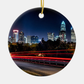 charlotte north carolina skyline evening ceramic tree decoration
