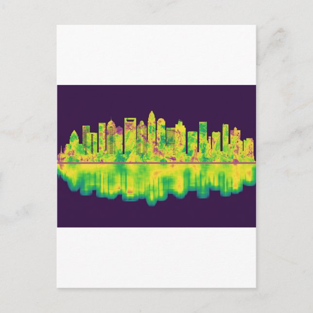 Charlotte North Carolina Skyline Holiday Postcard (Front)