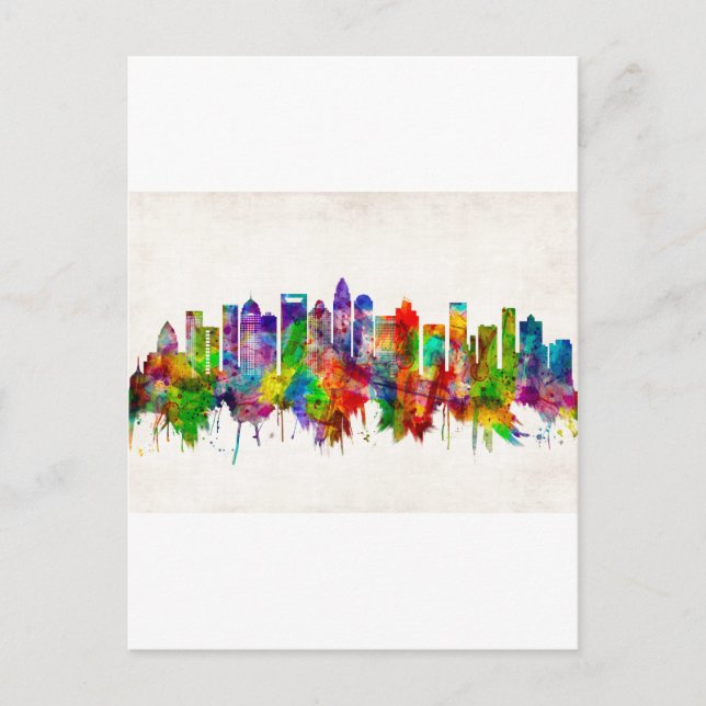 Charlotte North Carolina Skyline Invitation Postcard (Front)