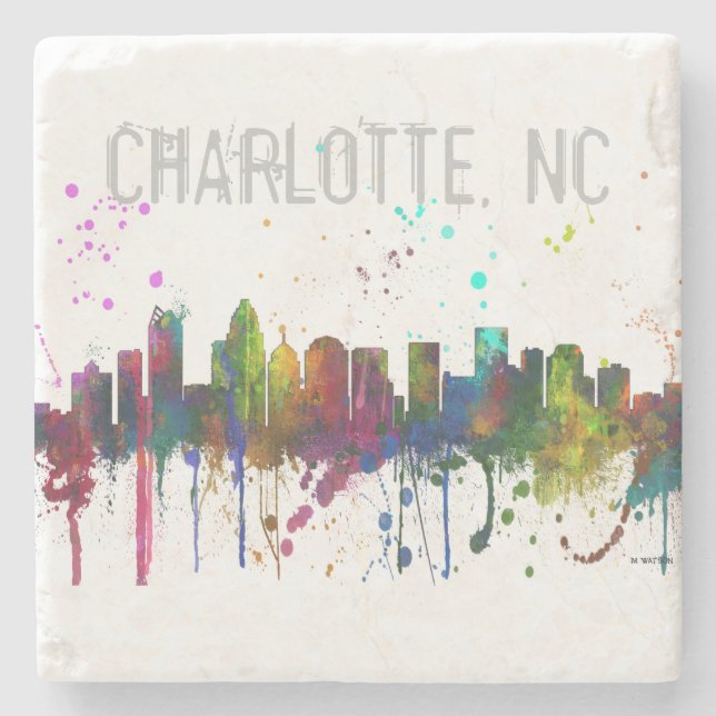 CHARLOTTE, NORTH CAROLINA SKYLINE STONE COASTER (Front)
