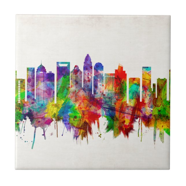 Charlotte North Carolina Skyline Tile (Front)