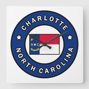 Charlotte North Carolina Square Wall Clock