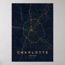 Charlotte North Carolina Stylised Map Print | Mode