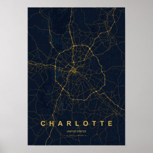 Charlotte North Carolina Stylised Map Print Mode