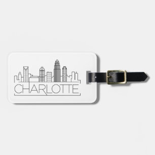 Charlotte, North Carolina Stylised Skyline Luggage Tag