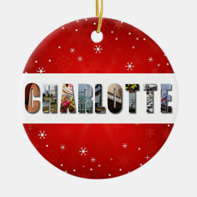 Charlotte North Carolina Travel Photos Christmas Ceramic Tree Decoration (Front)