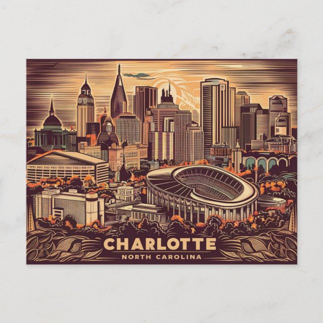 Charlotte, North Carolina,Vintage Retro Postcard (Front)