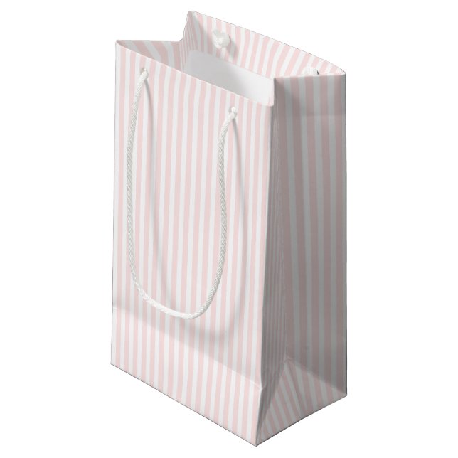 Charlotte Pink and White Stripes Baby Pink Small Gift Bag (Front Angled)