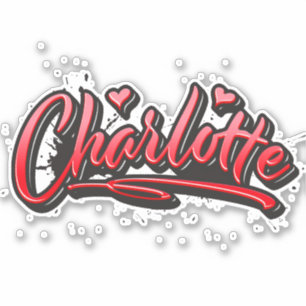 Charlotte red Heart Graffiti Sticker