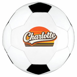 Charlotte Retro Sunset Personalized Name Design Football