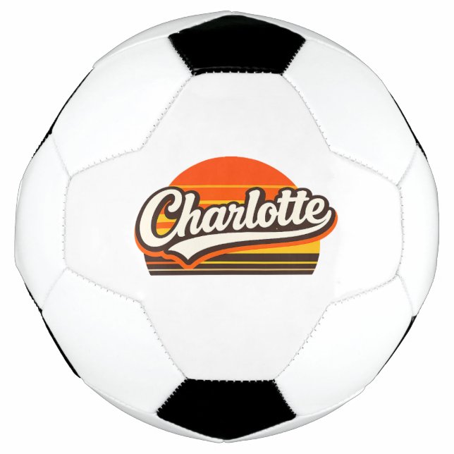 Charlotte Retro Sunset Personalized Name Design Football (Front)