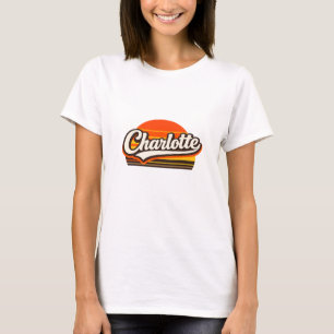 Charlotte Retro Sunset Personalized Name Design T-Shirt