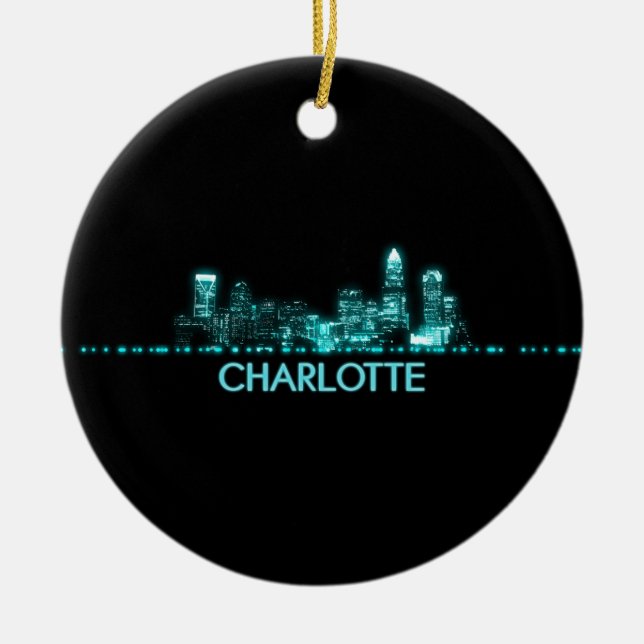 Charlotte Skyline Ceramic Tree Decoration (Front)