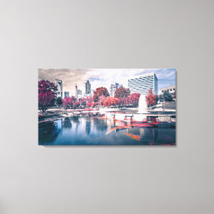 Charlotte skyline during sunset canvas print