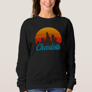 Charlotte Skyline Retro Sunset – Queen City Vintag Sweatshirt