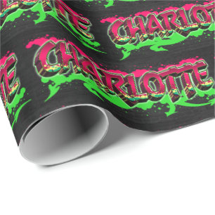 Charlotte Vorname Name Graffiti red green Wrapping Paper