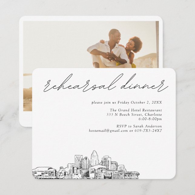 Charlotte Wedding Elegant Rehearsal Enclosure Card (Front/Back)