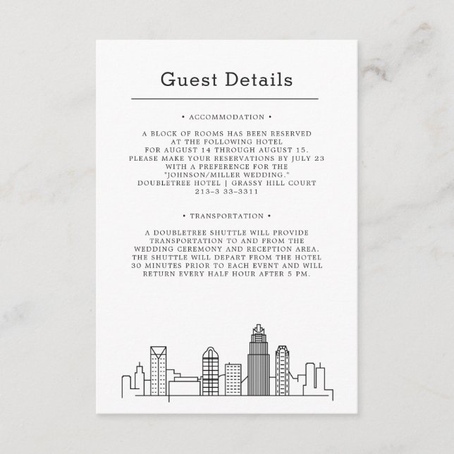 Charlotte Wedding | Guest Info Enclosure Card (Front)