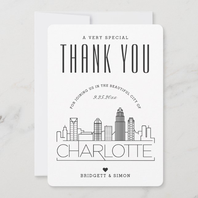 Charlotte Wedding | Thank You + Photo Card (Front)