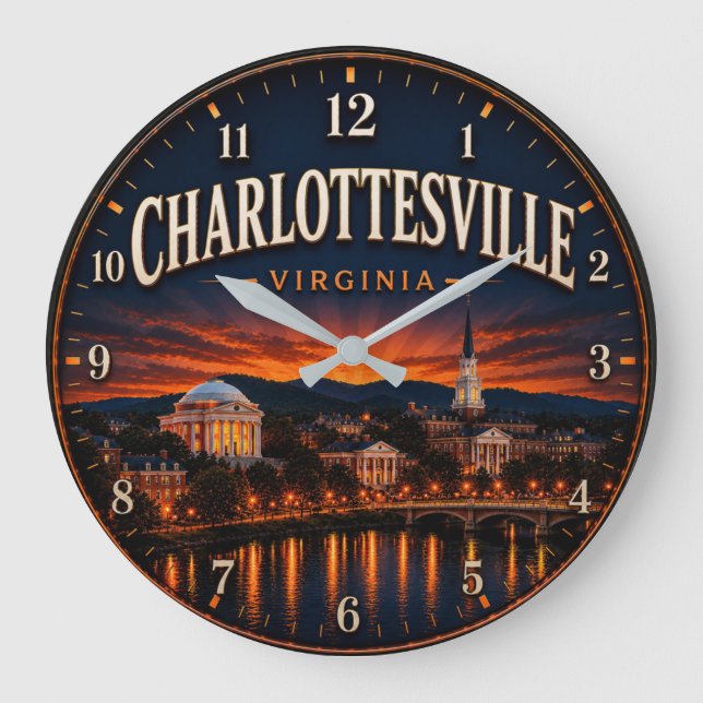 Charlottesville Virginia Large Clock (Front)