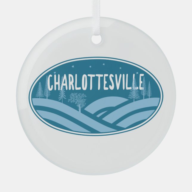 Charlottesville Virginia Outdoors Glass Tree Decoration (Front)
