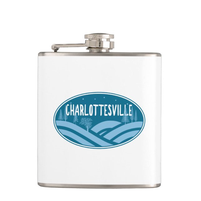 Charlottesville Virginia Outdoors Hip Flask (Front)