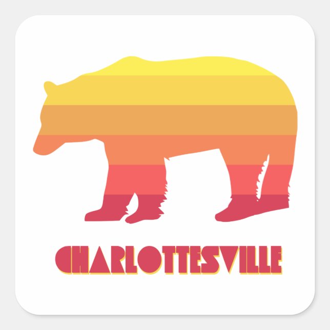 Charlottesville Virginia Rainbow Bear Square Sticker (Front)