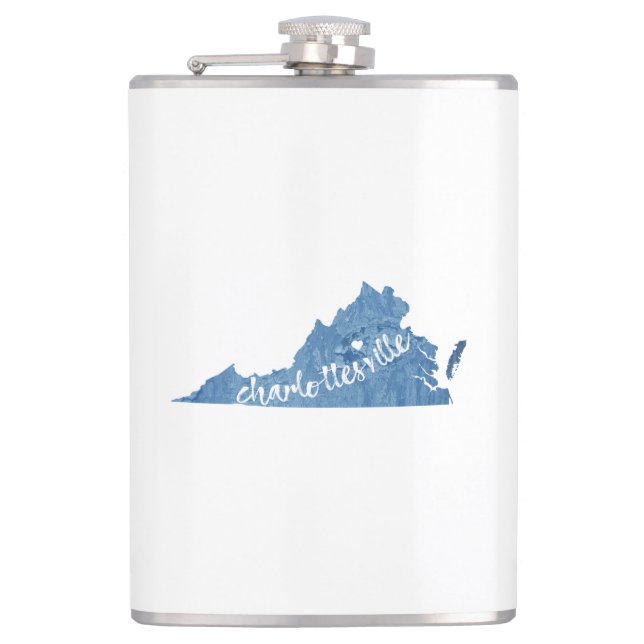 Charlottesville Virginia Wood Plaque Hip Flask (Front)