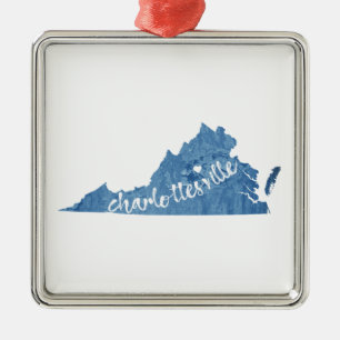 Charlottesville Virginia Wood Plaque Metal Tree Decoration