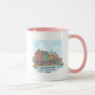 Charlottetown PEI Canada Watercolor Cute Skyline Mug
