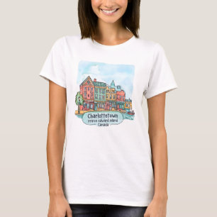 Charlottetown PEI Canada Watercolor Cute Skyline T-Shirt