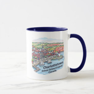 Charlottetown PEI Canada Watercolor Skyline Mug